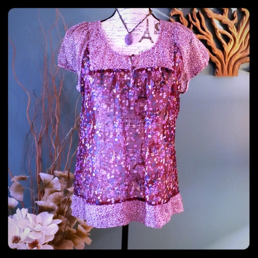 SAUCI Sheer Babydoll Top L